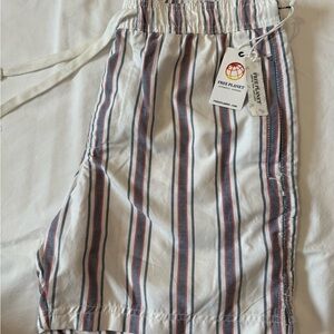 Free Planet White and Blue Striped Shorts